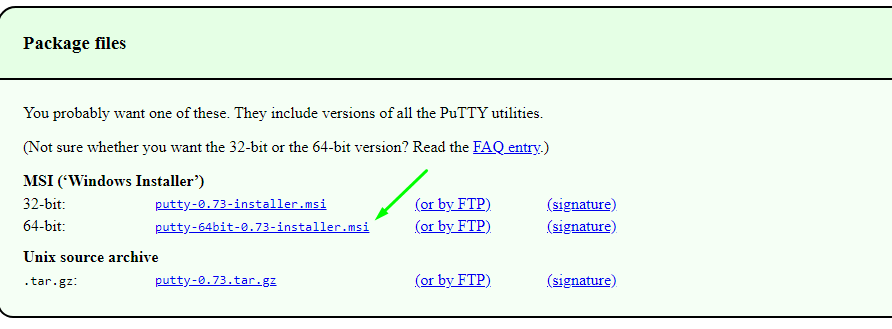 PuTTy setup