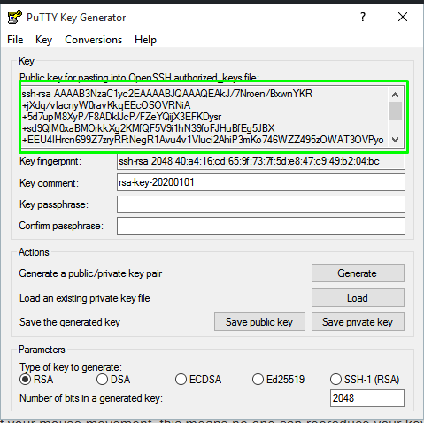 The generated ssh key alt
