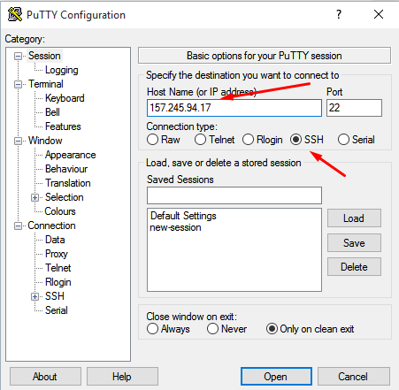 Paste Droplet Ip to Putty