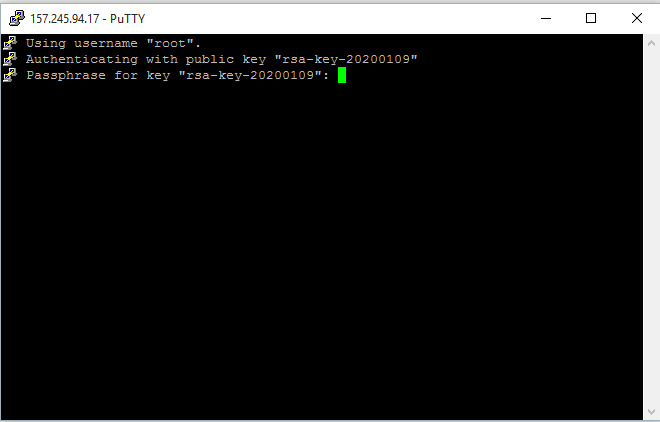 Putty prompting for passkey of user root