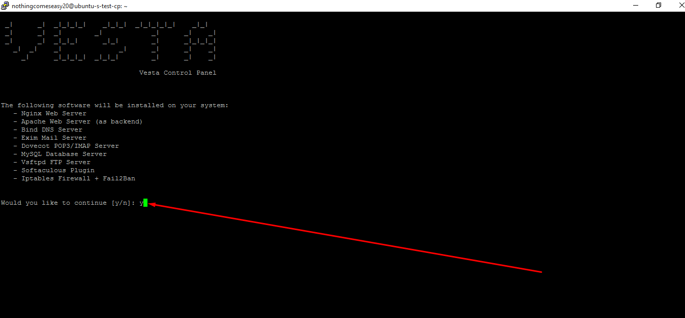 Vestacp first prompt