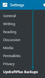 UpdraftPlus Backup Menu