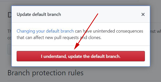 GitHub Update Default Branch