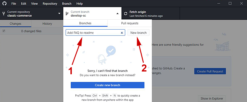 GitHub Desktop New Branch