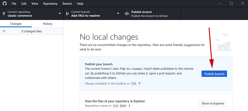 GitHub Desktop Publish Branch