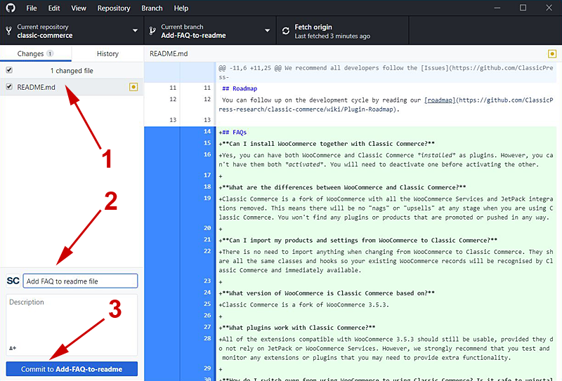 GitHub Desktop edit and commit