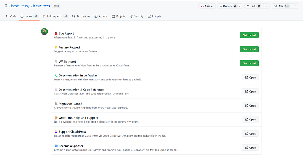 Classicpress Github Issue Templates